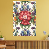 Verbazingwekkende verfijnde rode bloem en delicate canvas afdruk (Insitu (Woonkamer))