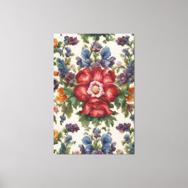 Verbazingwekkende verfijnde rode bloem en delicate canvas afdruk