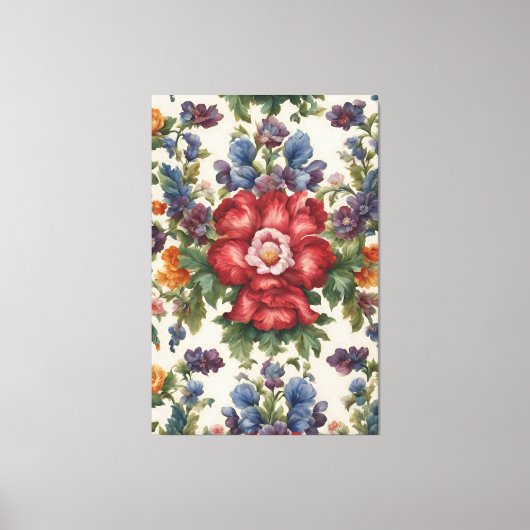 Verbazingwekkende verfijnde rode bloem en delicate canvas afdruk (Voorkant)