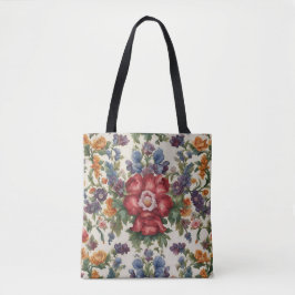 Verbazingwekkende verfijnde rode bloem en delicate tote bag