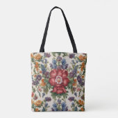 Verbazingwekkende verfijnde rode bloem en delicate tote bag (Achterkant)