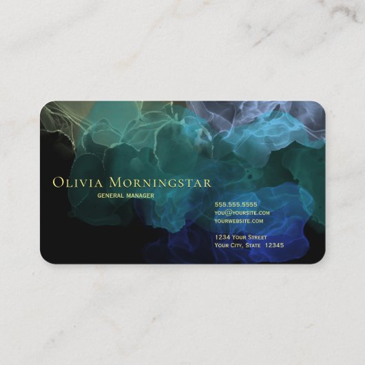 Verbazingwekkende vloeibare inkt abstract op zwart visitekaartje (Achterkant)
