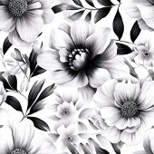 Verbazingwekkende weelderige zwart-witte bloemen d fleece deken