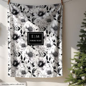Verbazingwekkende weelderige zwart-witte bloemen d fleece deken