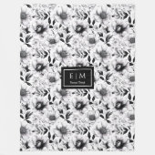 Verbazingwekkende weelderige zwart-witte bloemen d fleece deken (Voorkant)