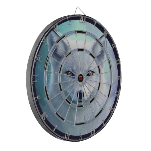 Verbazingwekkende White Snow Fox-verordening Dartbord (Voorkant Links)