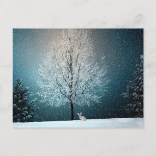 Verbazingwekkende winterboom - inclusief konijn! briefkaart
