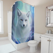 Verbazingwekkende witte sneeuwvos op Icy Land Douchegordijn (In situ)