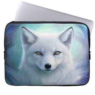 Verbazingwekkende witte sneeuwvos op Icy Land Laptop Sleeve