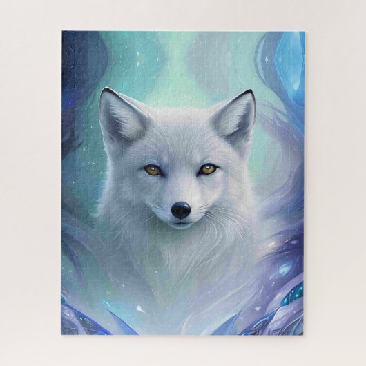 Verbazingwekkende witte sneeuwvos op Icy Land Legpuzzel (Verticaal)