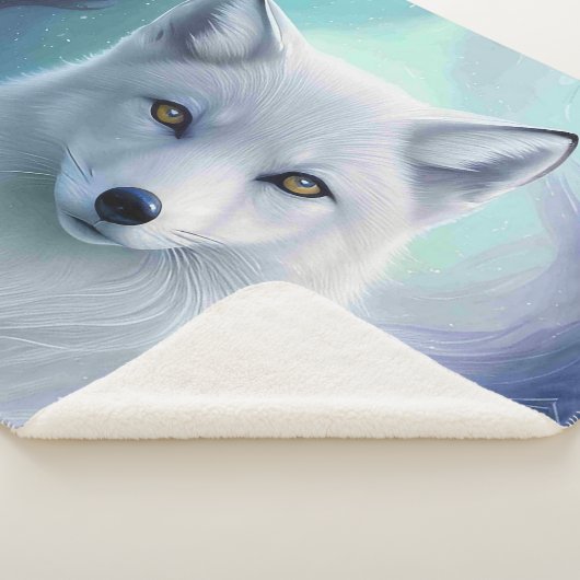 Verbazingwekkende witte sneeuwvos op Icy Land Sherpa Deken (3/4)