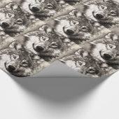 Verbazingwekkende wolf gezicht foto print accessoi cadeaupapier (Hoek)