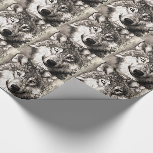 Verbazingwekkende wolf gezicht foto print accessoi cadeaupapier (Hoek)