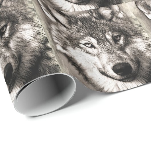 Verbazingwekkende wolf gezicht foto print accessoi cadeaupapier (Rol Hoek)
