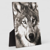 Verbazingwekkende wolf gezicht foto print accessoi fotoplaat (Zijkant)