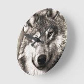 Verbazingwekkende wolf gezicht foto print accessoi ronde klok (Hoek)