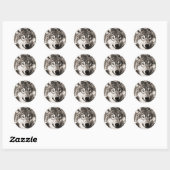 Verbazingwekkende wolf gezicht foto print accessoi ronde sticker (Vel)