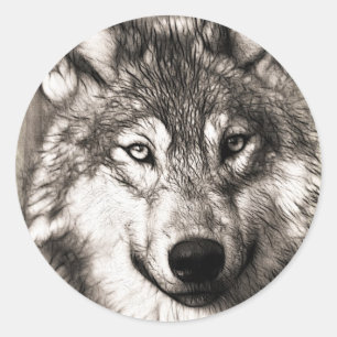 Verbazingwekkende wolf gezicht foto print accessoi ronde sticker