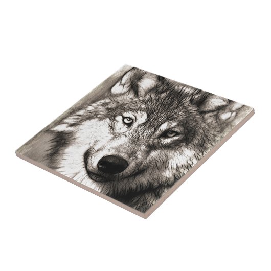 Verbazingwekkende wolf gezicht foto print accessoi tegeltje (Zijkant)