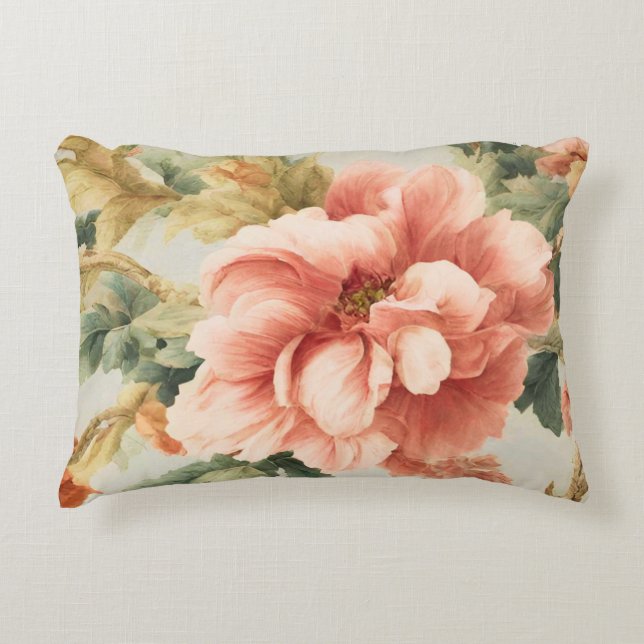 Verbazingwekkende zachte prachtige bloemen, blader accent kussen (Voorkant)