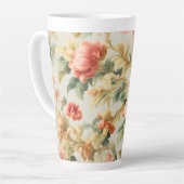 Verbazingwekkende zachte prachtige bloemen, blader latte mok (Linkerhoek)