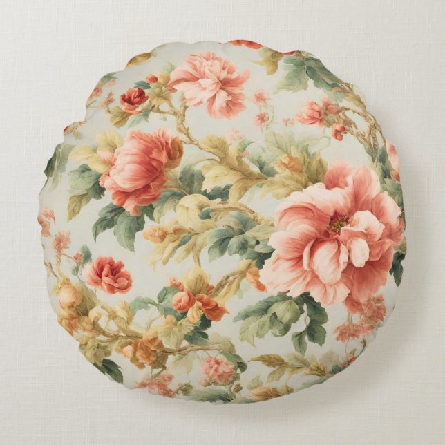 Verbazingwekkende zachte prachtige bloemen, blader rond kussen (Voorkant)