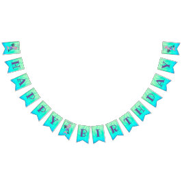 Verbazingwekkende zeemeermin met regenbooghaar en  vlaggetjes