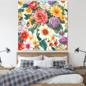 Verbazingwekkende zomertuin kleurrijke bloemen canvas afdruk (Insitu (Slaapkamer))