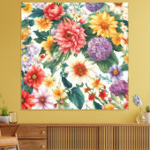 Verbazingwekkende zomertuin kleurrijke bloemen canvas afdruk (Insitu (Woonkamer))