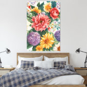 Verbazingwekkende zomertuin kleurrijke bloemen canvas afdruk (Insitu (Slaapkamer))