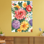 Verbazingwekkende zomertuin kleurrijke bloemen canvas afdruk (Insitu (Woonkamer))