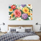 Verbazingwekkende zomertuin kleurrijke bloemen canvas afdruk (Insitu (Slaapkamer))