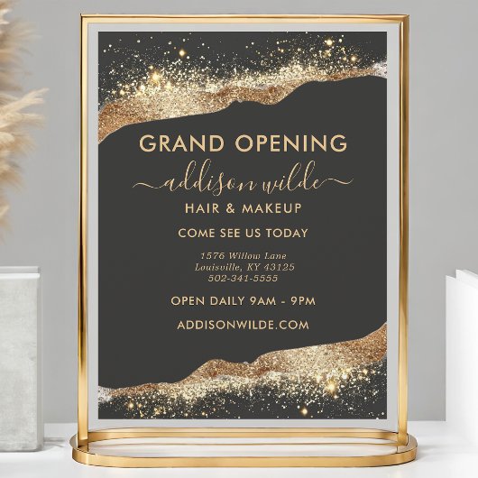 Verbazingwekkende zwarte en gouden glitterscript z flyer