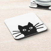 Verbazingwekkende zwarte kat met lange whiskers | bier onderzetter (Linkerzijde)