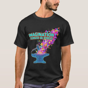 Verbeelding gesmeed in pixels t-shirt