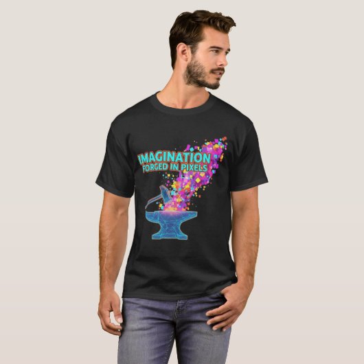 Verbeelding gesmeed in pixels t-shirt (Voorkant volledig)