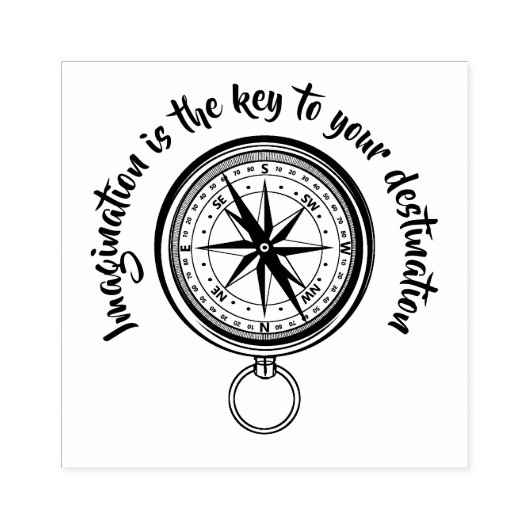 Verbeelding is de sleutel, Nautical Compass Rubberstempel (Afrduk)