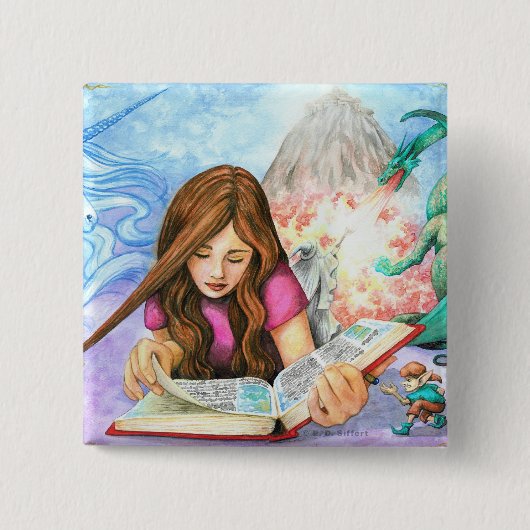 Verbeelding Vierkante Button 5,1 Cm (Voorkant)