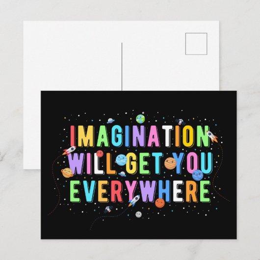 Verbeelding zal je overal brengen briefkaart (Voorkant / Achterkant)