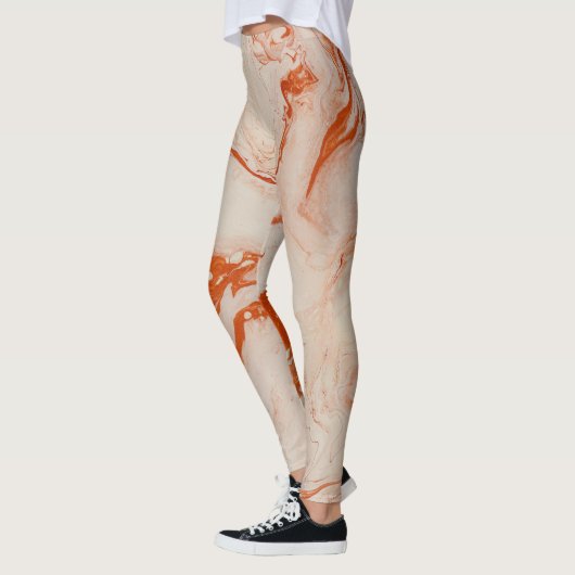 Verbeige en gouden marmertextuur leggings (Links)