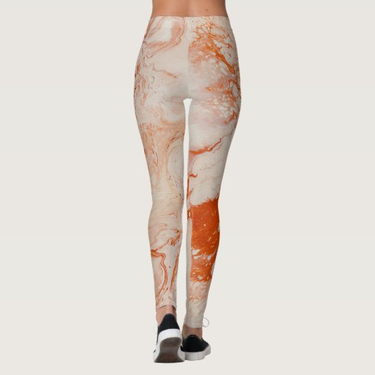 Verbeige en gouden marmertextuur leggings (Achterkant)