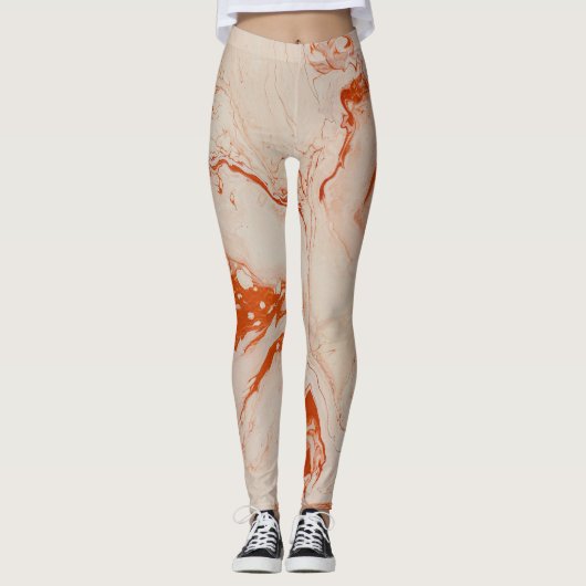 Verbeige en gouden marmertextuur leggings (Voorkant)
