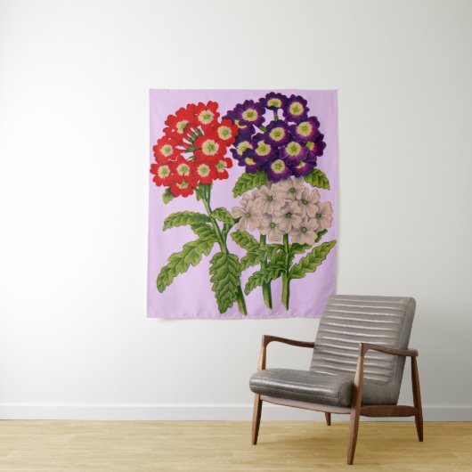 verbena bloemen afdrukken wandkleed (In situ)