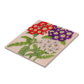 verbena bloemen in rood en paars tegeltje (Zijkant)