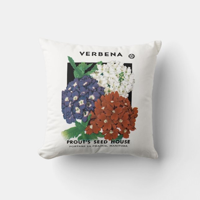 Verbena Seed Packet Label Kussen (Voorkant)