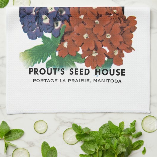 Verbena Seed Packet Label Theedoek (Gevouwen)