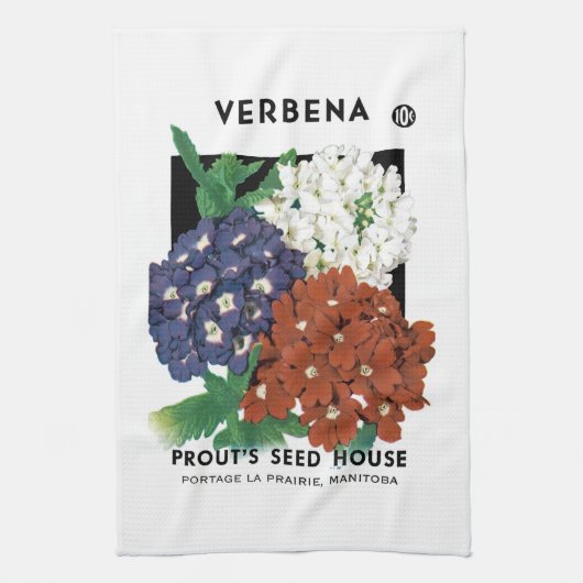 Verbena Seed Packet Label Theedoek (Verticaal)