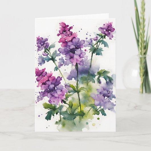 Verbena - Watercolor bloemen Kaart (Voorkant)