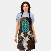 Verberg en turquoise  schort (Gedragen)