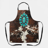 Verberg en turquoise  schort (Voorkant)